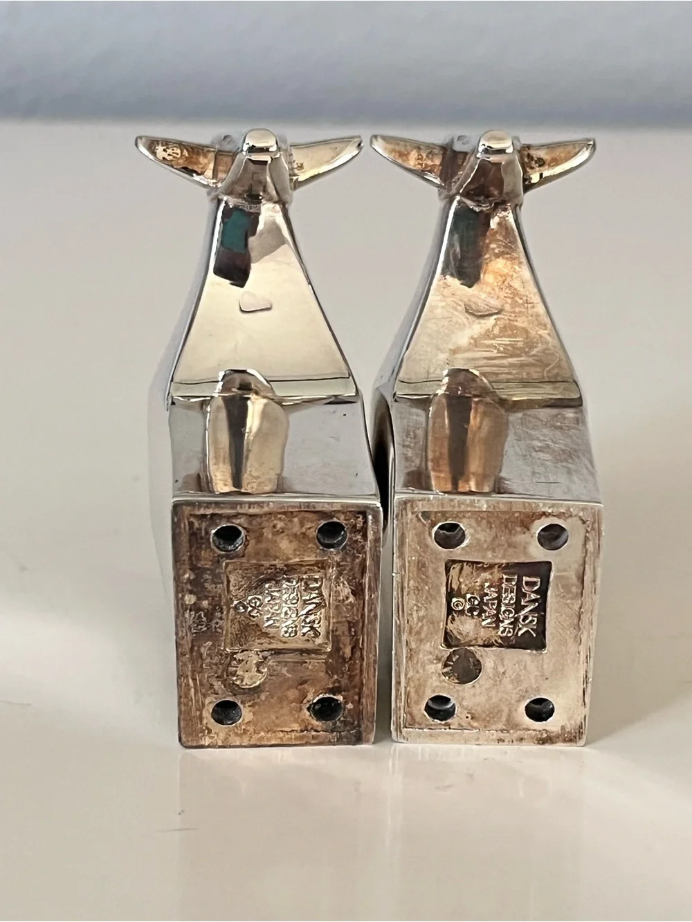 Dansk Designs Japan Safari Gazelle Silver plate Paperweights set of 2 vintage